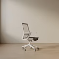 Modern Office Chair With White Frame Black Seat And Rolling Wheels