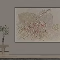 Textured Floral Oil Painting With Pink Roses Green Leaves For Modern Wall Decor Home Interior