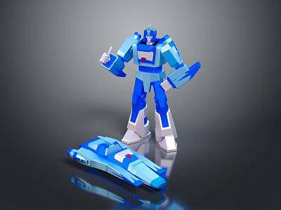 Blue And White Robot Game Movie Character Transformable Into Car Mode 3d model