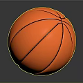 Orange Basketball with Black Lines on Dark Background and Reflective Surface