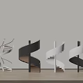 Modern Spiral Stairs With Various Designs Metal Railings And Wooden Steps