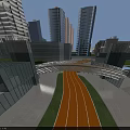 Modern Commercial Street With Glass Facade Multi Level Design And Open Urban Space