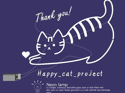 Rechargeable Neon Lamp Lighting Combination With Happy Cat Design And Project Theme 3d model