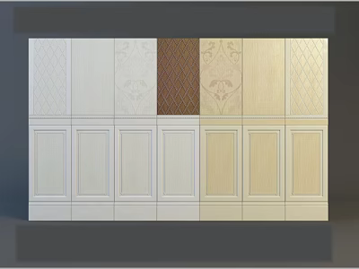 Decorative Wall Panels In White Beige Brown Colors With Diamond And Floral Pattern Designs 3d model