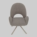 Modern Upholstered Dining Chair With Light Beige Fabric Armrest And Tripod Metal Base