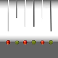 Hanging Downlights And Spotlights With Neatly Arranged Red Green Apples Below