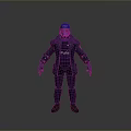 Police Weapon 3D Model Featuring Blue Helmet And Gray Protective Gear