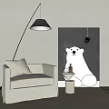 Quiet single sofa side several floor lamp enamel cup 3d model