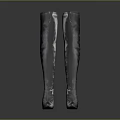 Shiny Silver Long Leather Boots With Glossy Surface On Dark Background