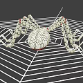 3D Model Reptile On Spider Web With Geometric Pattern Red Spots And White Lines
