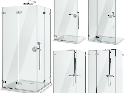 Modern Glass Shower Sauna Enclosure Designs With Transparent Panels And Fixtures 3d model