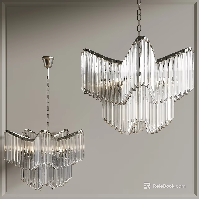 Elegant Modern Crystal Chandelier With Geometric Design And Transparent Glass Elements 3d model 