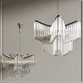 Elegant Modern Crystal Chandelier With Geometric Design And Transparent Glass Elements