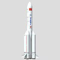 Tall White Chinese Space Rocket With China Aerospace Logo And Red Markings