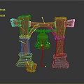 Wooden Pillar Frame Structure With Hanging Golden Bell And Mallet