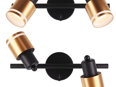 Modern Gold And Black Wall Light With Adjustable Metal Heads For Indoor Home Decor 3d model