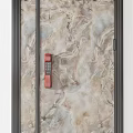 Modern Security Doors Design With Brown Gray Beige Marble Textures And Red Handles 3d model