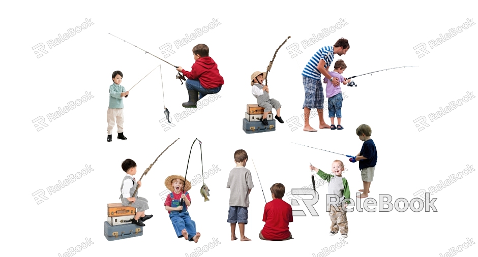 Modern 2D Fishing Figure model