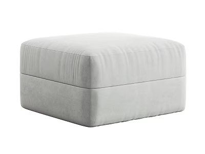 Stylish Gray Velvet Ottoman With Soft Padded Seat For Living Room Modern Decor 3d model