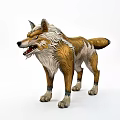 Realistic Standing Brown And White Wolf Doll With Detailed Fur And Fierce Expression