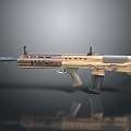Modern Tactical Assault Rifle With Tan Metallic Finish And Rail System For Military Use
