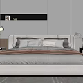 Modern Double Bed Bedroom Interior With Pillows Nightstands Windows And Lighting 3d model