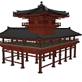 Chinese Garden Landscape With Traditional Pagoda Multi Story Wooden Structure And Decorative Eaves