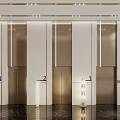 Modern Elevator Lobby With Marble Flooring And Sleek Design 3d model