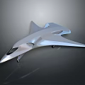 Futuristic Silver Aircraft With Streamlined Design Sharp Nose Metallic Finish Smooth Surface And Landing Wheels