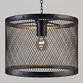 Industrial Style Black Metal Cage Pendant Light With Exposed Bulb Design