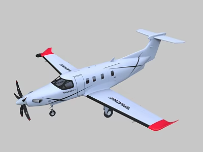 White Body Passenger Airplane With Propeller Red Wings Black Stripes And Zenith Branding 3d model