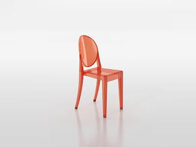 Orange Transparent Acrylic Modern Leisure Chair With Oval Backrest in Minimalist Style 3d model