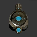 Futuristic Sci Fi Weapon With Blue Glowing Elements And Metallic Mechanical Structure