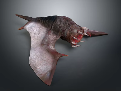 Mythical Winged Creature Character With Menacing Sharp Teeth And Rough Skin 3d model