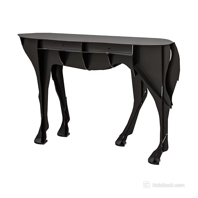 Modern Black Console Table With Unique Leg Design For Entryway Home Decor 3d model 