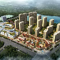 Modern High rise Residential Buildings With Lake View Green Surroundings And Commercial Area