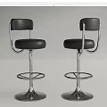 Modern Black Leather Bar Stools With Chrome Metal Frame And Swivel Base