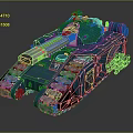 Blue Armored Tank Featuring Flaming Cannon Heavy Duty Tracks And Futuristic Design