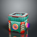 Futuristic Tech Inspired Cube Device With Multi Sided Glowing Illuminated Colorful Panels 3d model