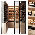 Modern Wine Cabinet With Glass Doors And Wooden Frame For Storing Various Wine Bottles