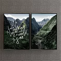 Scenic Mountain Valley Landscape Painting with Green Vegetation Path and Inspirational Quote