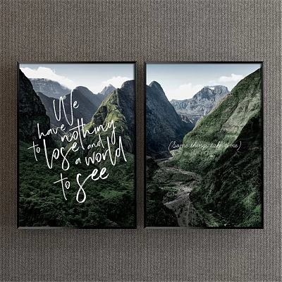 Modern Landscape Painting Simple Green Study Decorative Elements Letter Decorative Painting 3d model