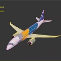 Detailed Airplane Model With Blue Yellow White Sections And Aerodynamic Wing Structure 3d model