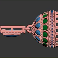 Pink Circular Household Decorative Items With Blue Green Accents And Square Bases