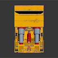 Yellow Mechanical Equipment With Extended Arm Red Components And Base