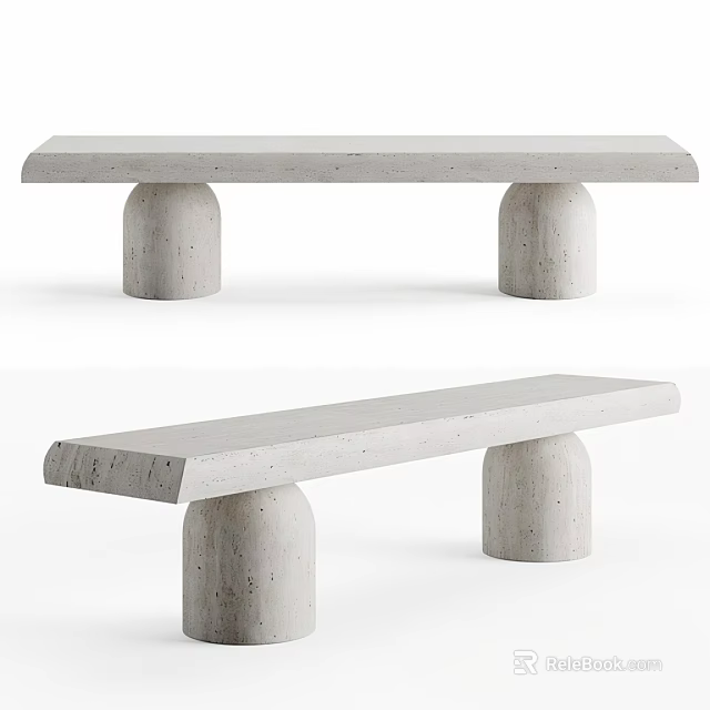 Modern Minimalist Concrete Stool With Cylindrical Legs And Smooth Flat Top 3d model 