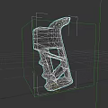 Red Weapon Grip 3D Model With Hollow Design And Textured Surface