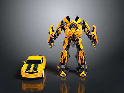 Transformers Bumblebee Action Figure Toy With Car Mode And Yellow Design 3d model