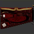 Gothic Open Book Scene With Illustration Coffin Wardrobe Bats Table And Stars