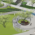 Modern gallery frame special-shaped landscape gallery frame curved air plank road lookout platform pick-up platform 3d model